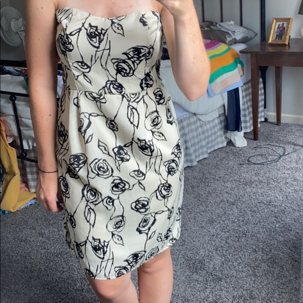 Strapless Floral Dress